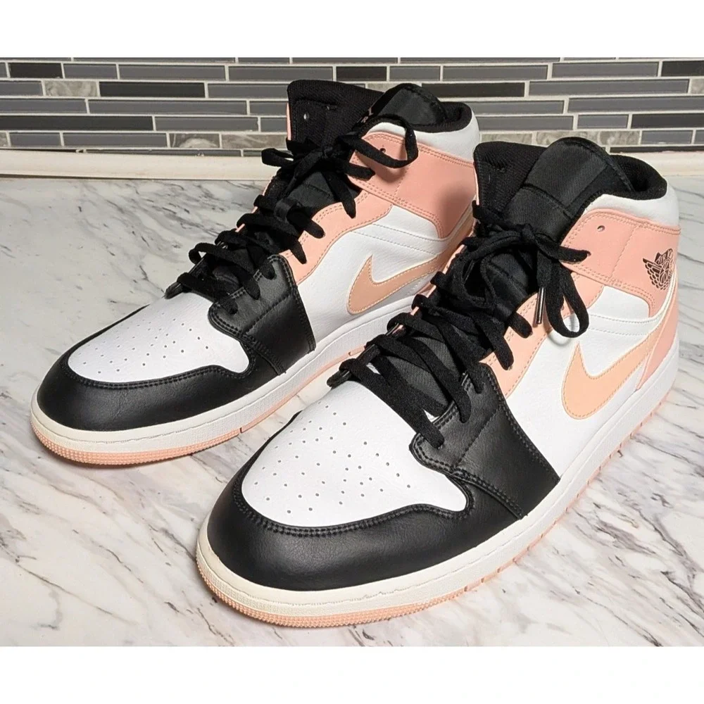 Nike Air Jordan 1 Mid Crimson Tint Arctic Orange Black 554724-133 Men's‎ Size 18